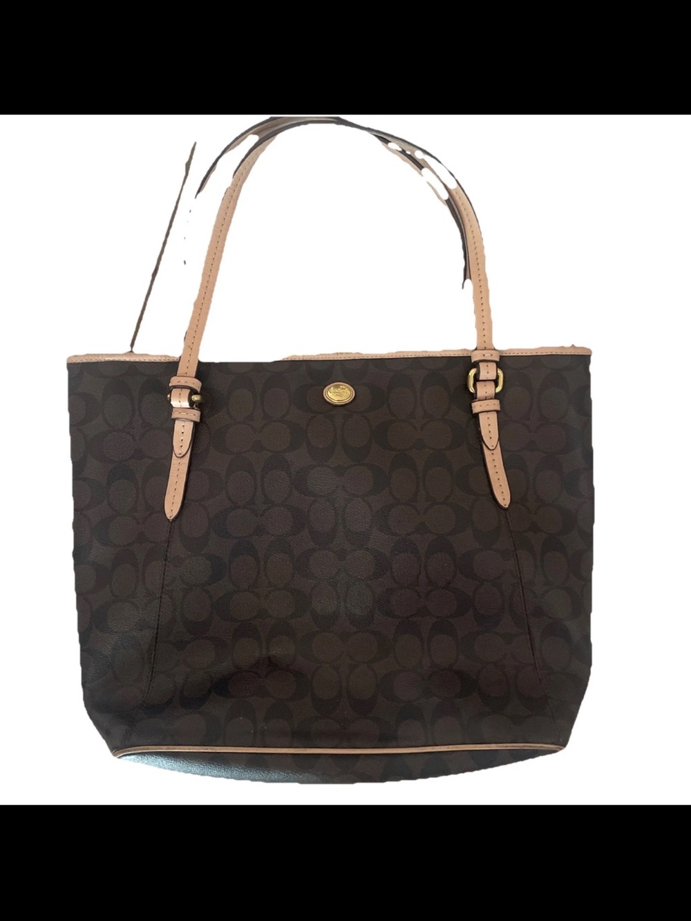 Coach Bag Brown Peyton Signature Logo Heritage Tote Handbag D1495-F28365